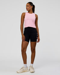 Woman wearing Rep Ultra High-Rise 6" Short Pockets - Black-Marshmallow | Model:Rosie | Size:S