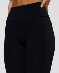 Woman wearing Rep Ultra High-Rise Full Length Legging Pockets - Black-Marshmallow | Model:Amity | Size:S
