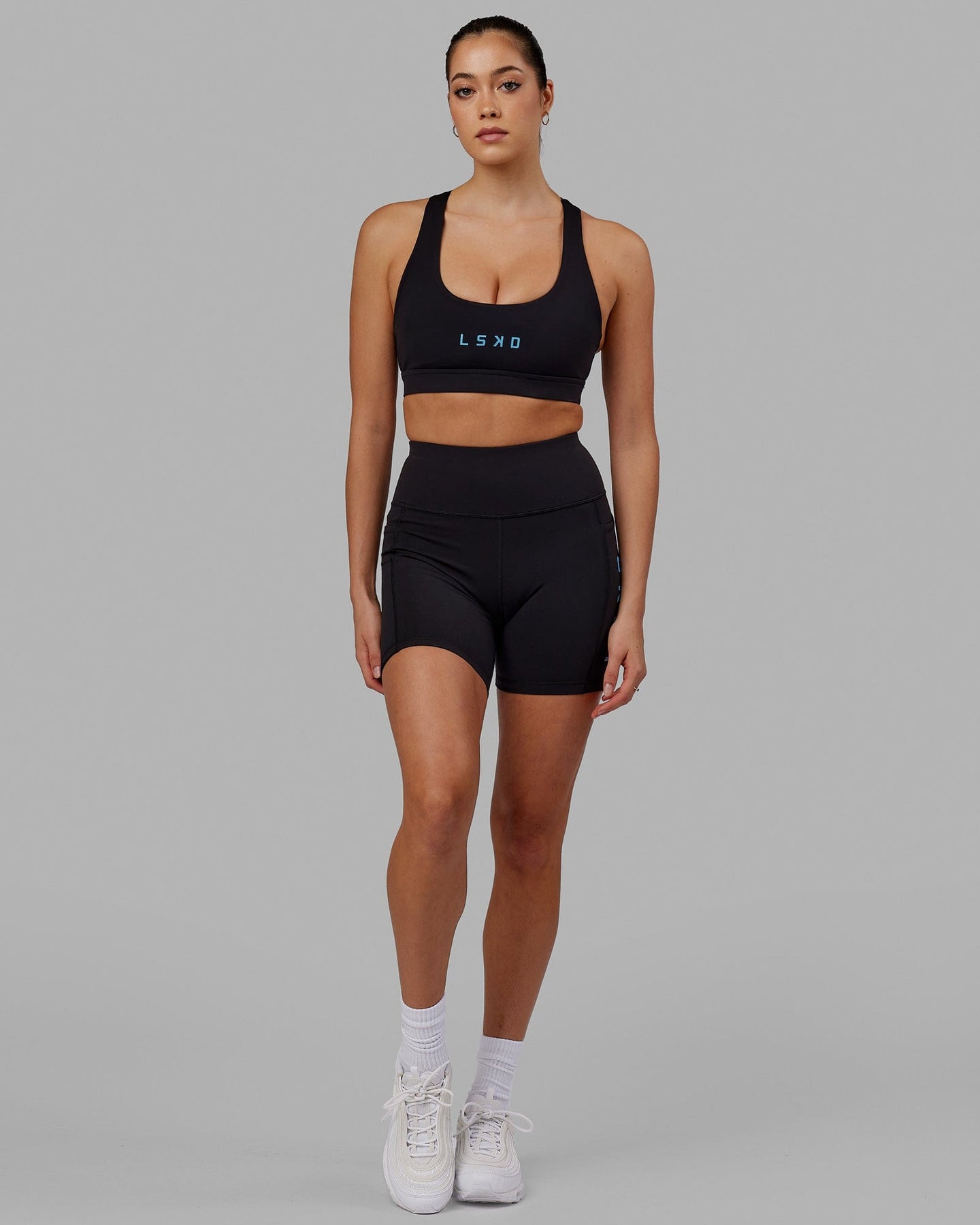 Rep Sports Bra Small Logo - Black-Azure Blue