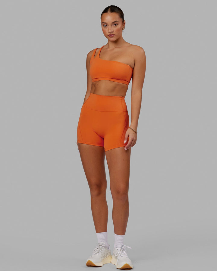 Woman wearing Set Up Sports Bra - Burnt Orange