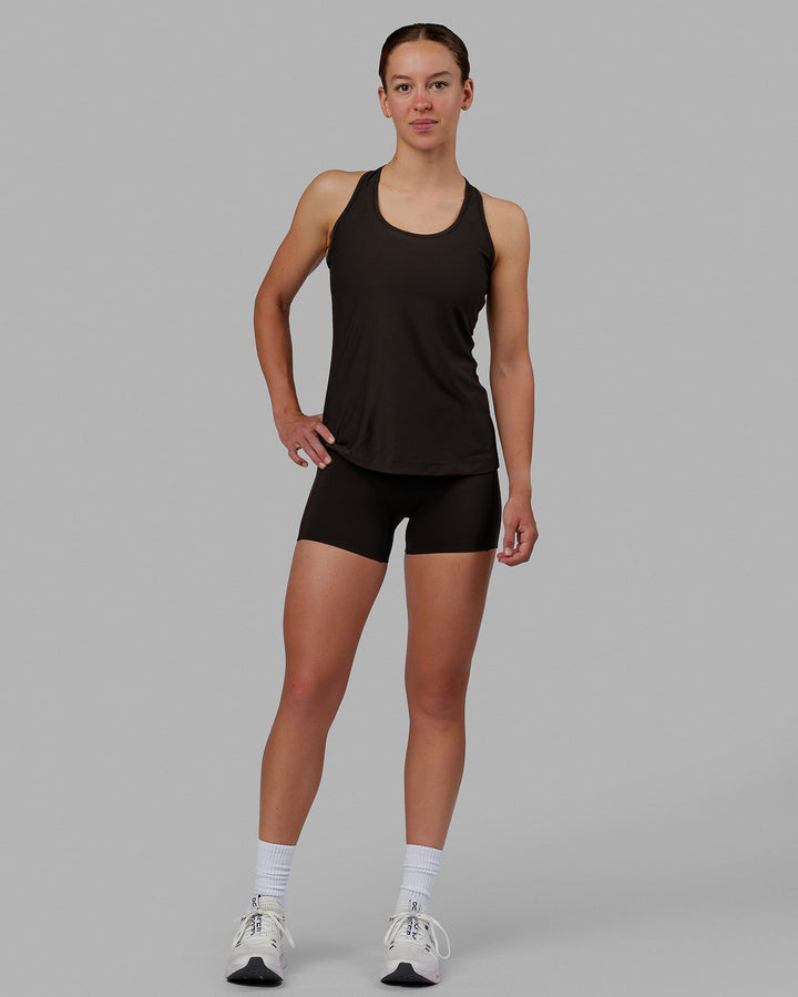 Woman wearing Sprint Tank - Dark Walnut