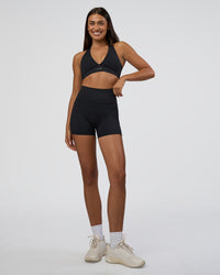 Woman wearing Stamina Sports Bra - Black | Model:Ruby | Size:S