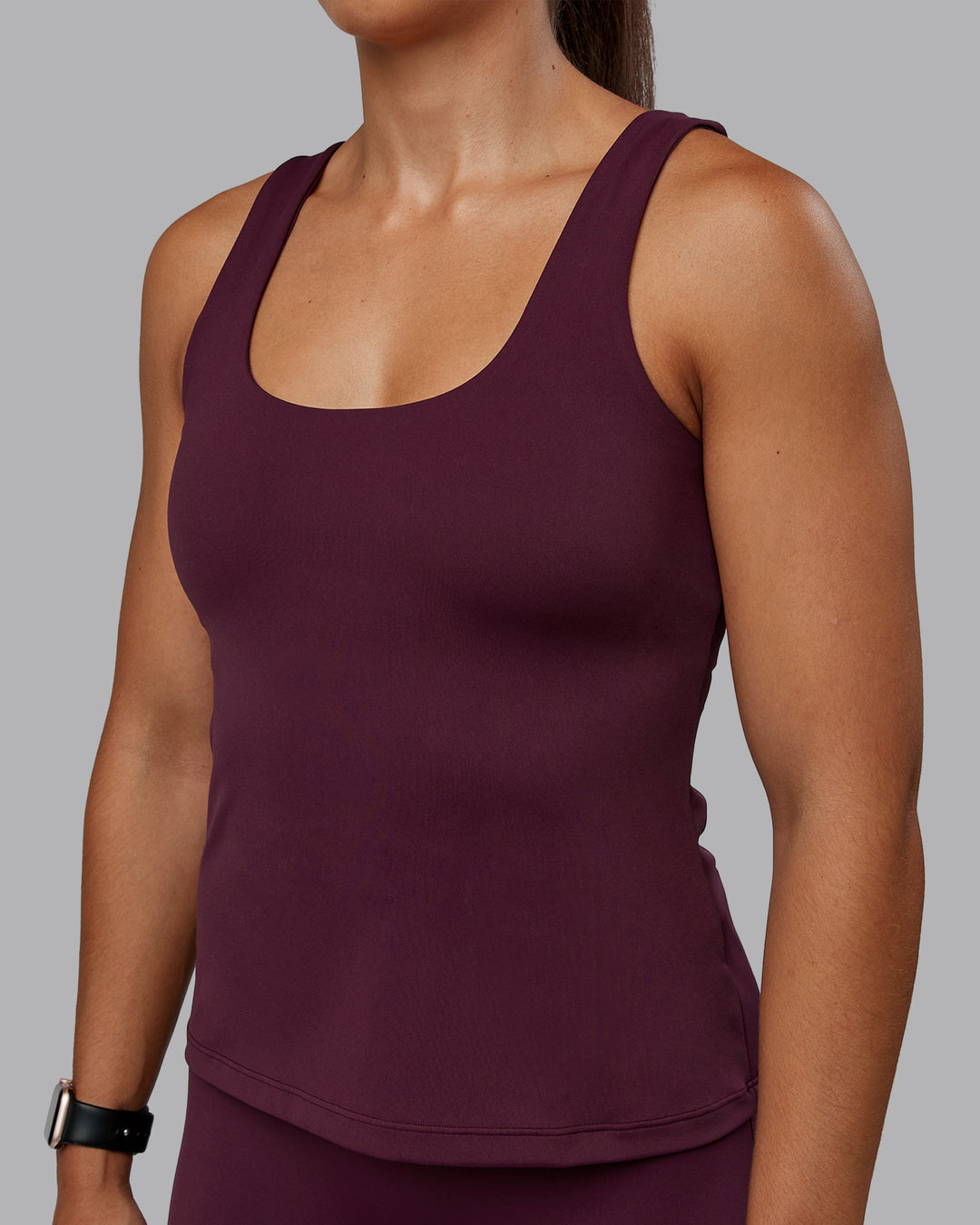 Woman wearing Staple Active Shelf Bra Tank in Cherry Lacquer | Size:S