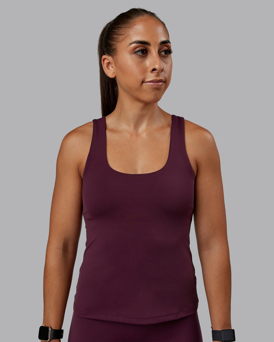 Woman wearing Staple Active Shelf Bra Tank in Cherry Lacquer | Size:S