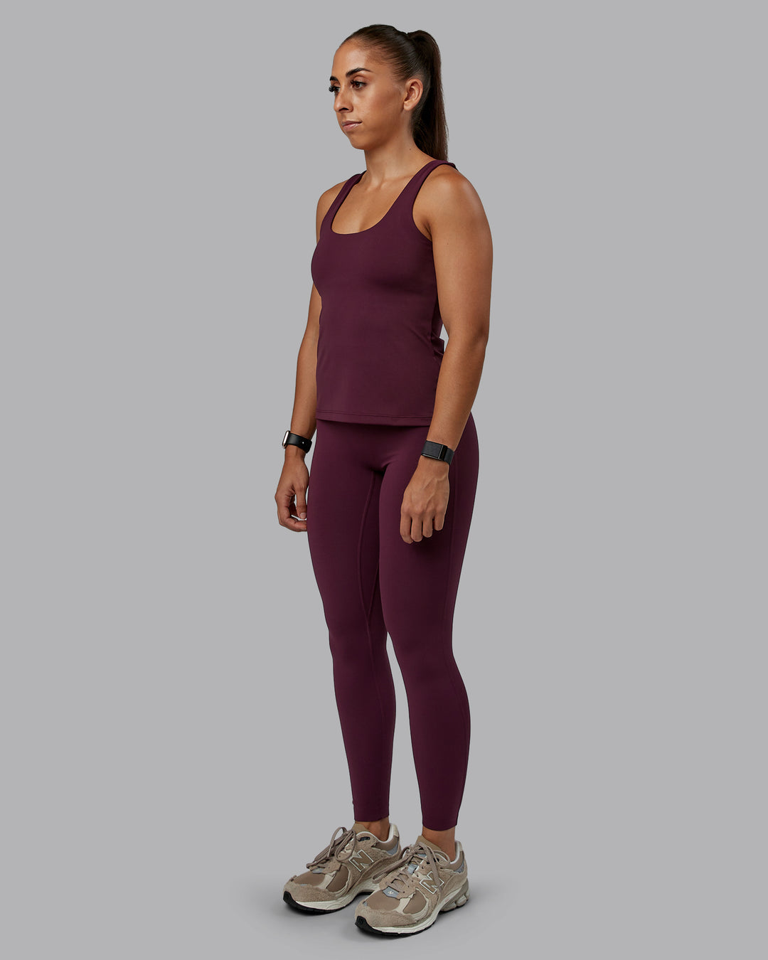 Woman wearing Staple Active Shelf Bra Tank in Cherry Lacquer | Size:S