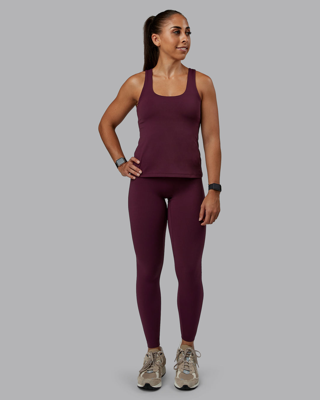 Woman wearing Staple Active Shelf Bra Tank in Cherry Lacquer | Size:S