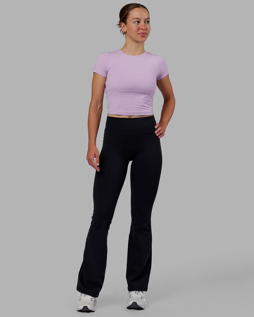 Woman wearing Staple Cropped Tee - Pale Lilac