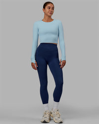 Woman wearing Staple LS Cropped Tee - Glacial Blue