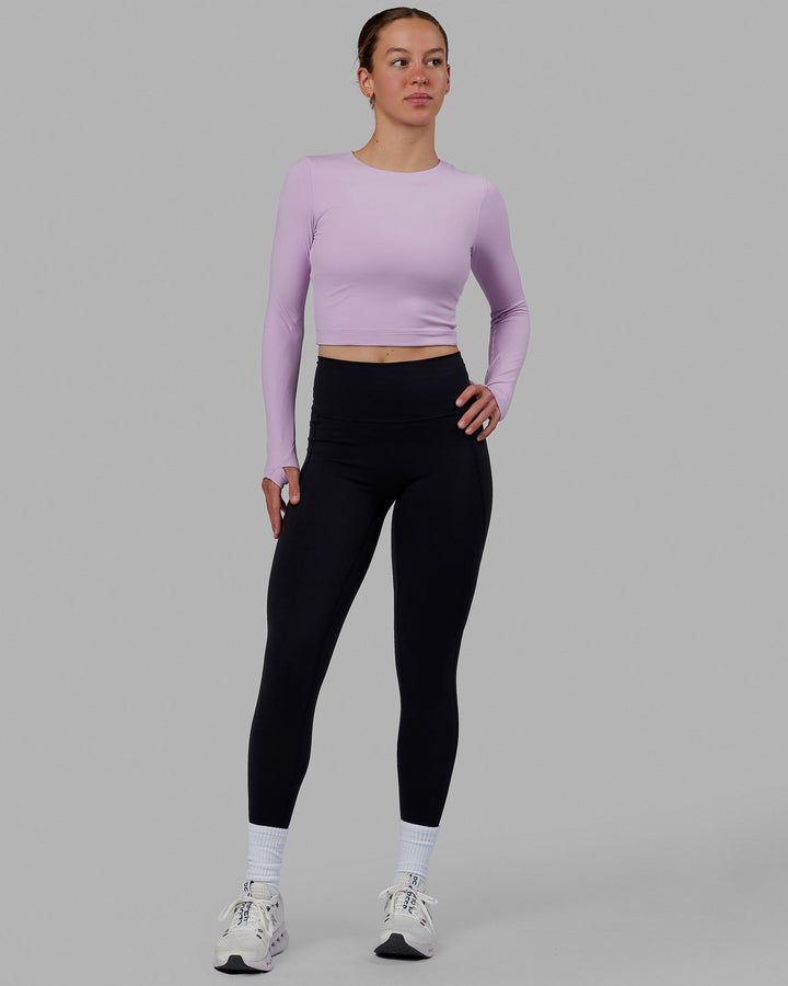 Woman wearing Staple LS Cropped Tee - Pale Lilac