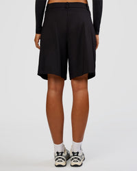 Woman wearing StretchShift Wide Leg Short - Black | Model:Ruby | Size:S