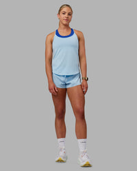 Woman wearing Swift Active Tank - Glacial Blue