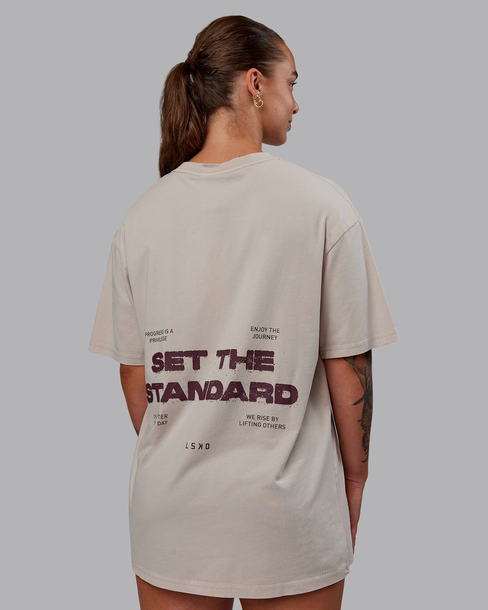 Set The Standard Washed FLXCotton Oversized Tee - Shale Beige – LSKD