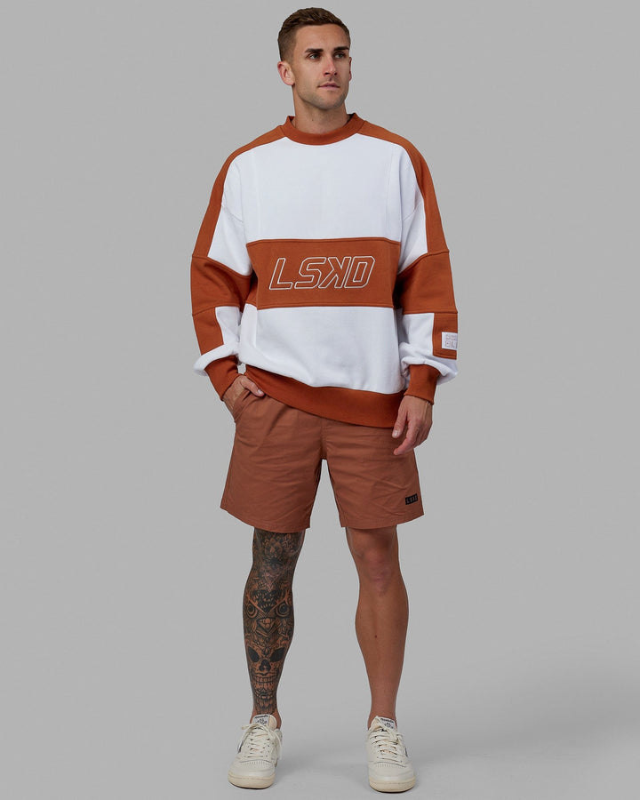 Man wearing Unisex Slam Sweater Oversize - White-Orange