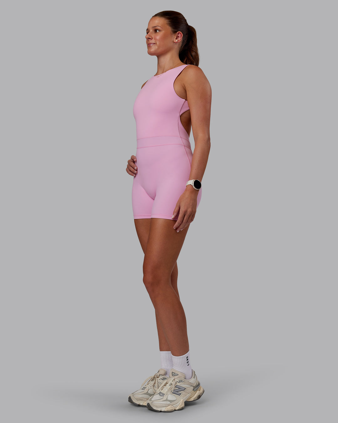 Woman wearing Untamed Bodysuit - Pink Frosting | Model:Phoebe | Size:S