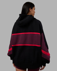Woman wearing Vibe Oversized Unisex Hoodie - Black-Cherry Lacquer | Model:Rhiley | Size:S | Thumbnail Index: 10