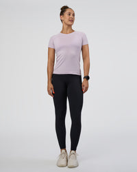 Woman wearing AeroFLX+ Seamless Tee - Fair Orchid/Fair Orchid | Model:Abbey | Size:S