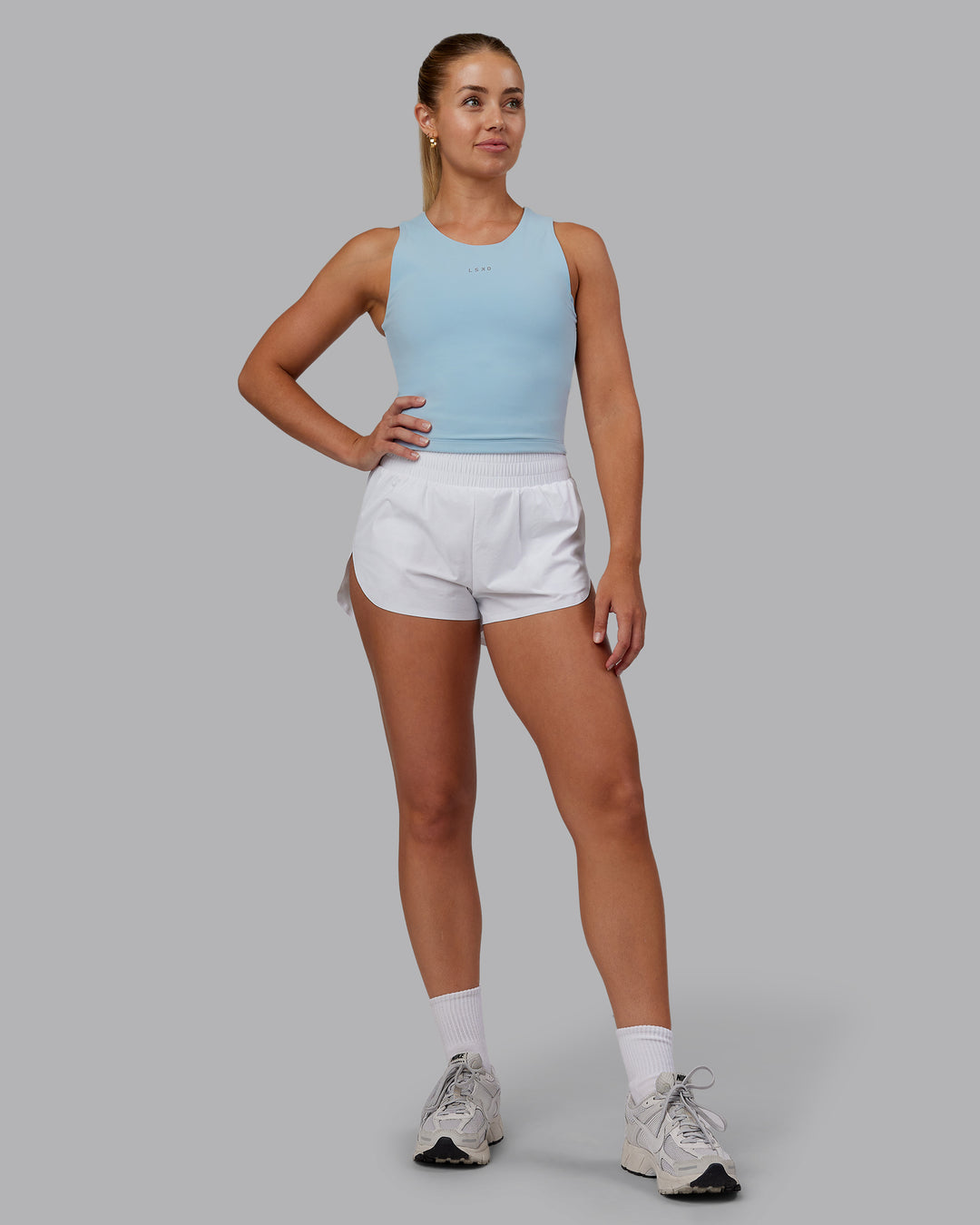 Woman wearing Base Tank - Skyride | Model:Hannah | Size:S