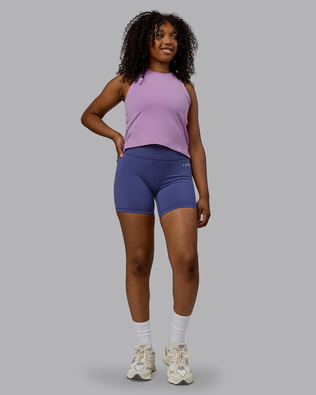 Woman wearing Deluxe PimaFLX Tank - Light Violet