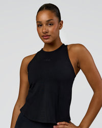 Woman wearing Wrap It Up FLXCotton Tank - Black | Model:Rosie | Size:S