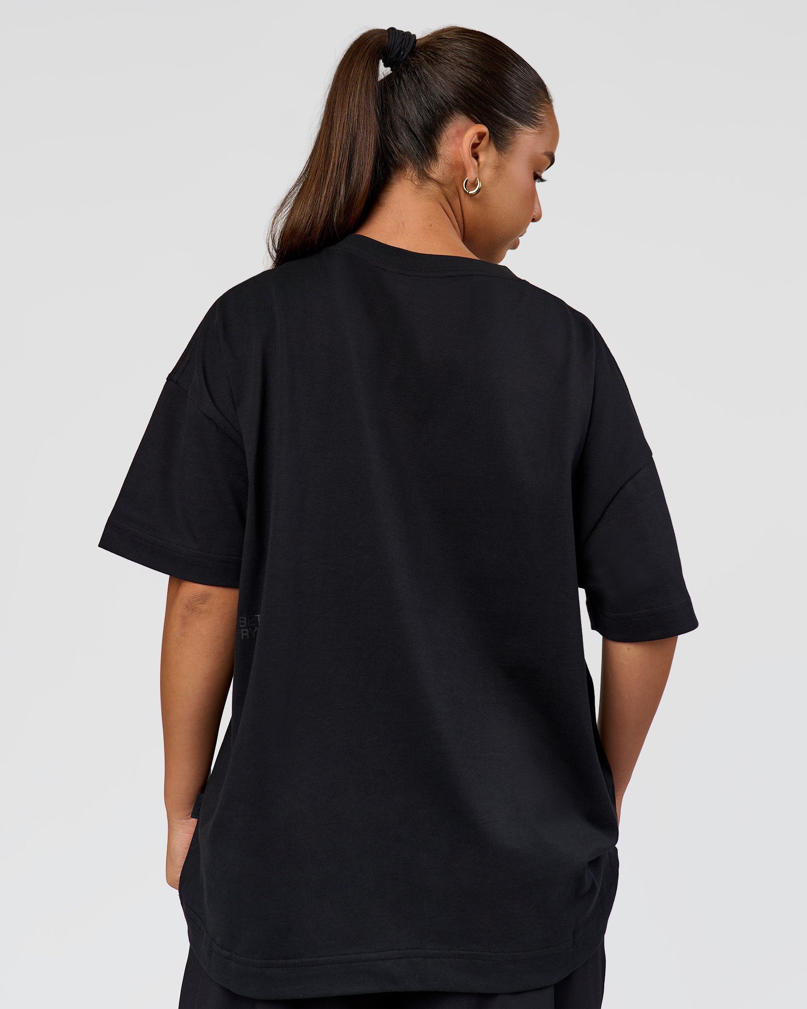 86 V-Neck Oversized Tee - Black-Black | LSKD