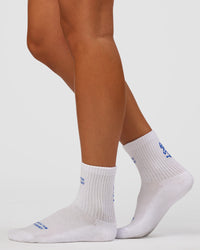 Set The Standard Quarter Socks - White-Electric Indigo