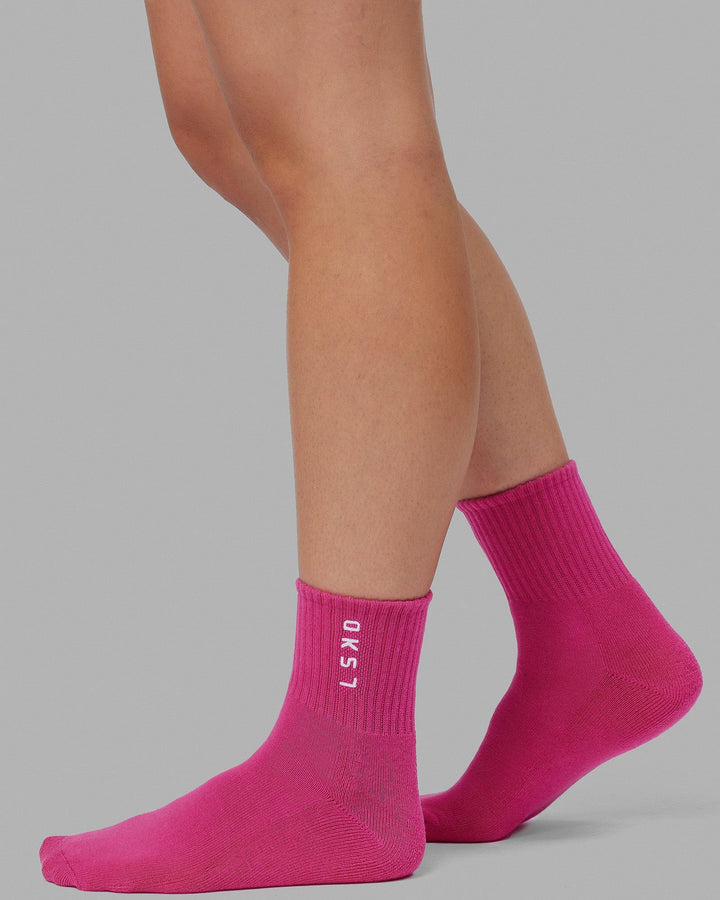 Signal 3 Pack Quarter Socks - Impact Orange/Galactic Cobalt/Magenta