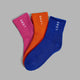 Signal 3 Pack Quarter Socks - Impact Orange/Galactic Cobalt/Magenta