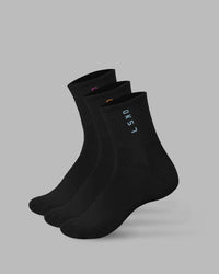 Signal Quarter Socks 3 Pack - Black-Turq-Tang-Pink