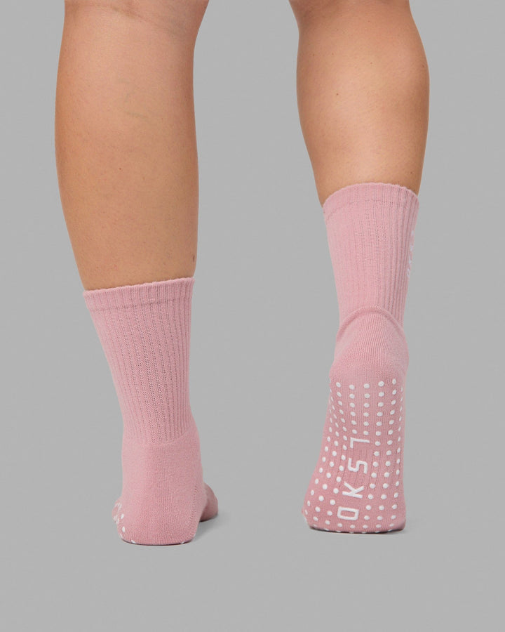 Signal Crew Grip Socks - Muted Pink-White