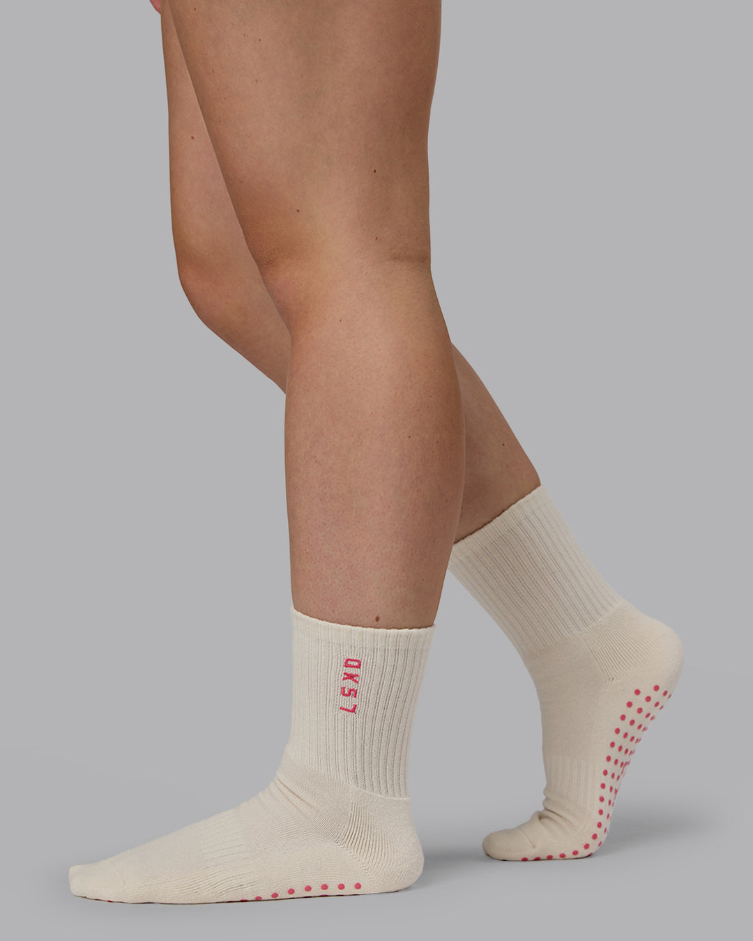 Signal Crew Pilates Grip Sock - Off White-Pink Lemonade