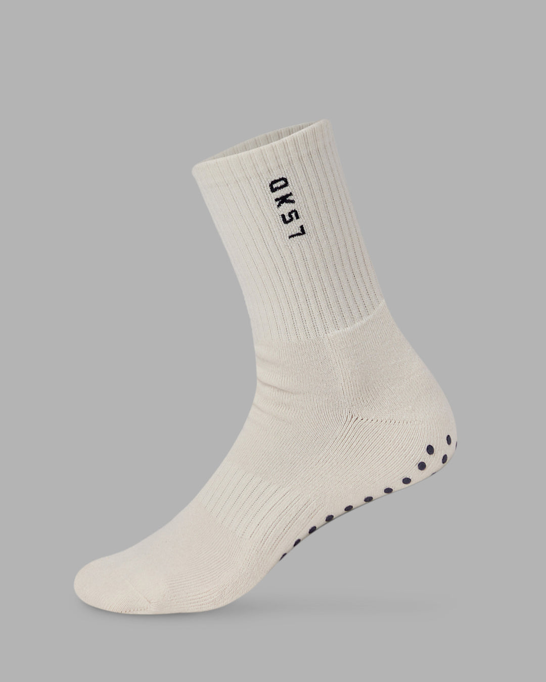 Signal Crew Pilates Grip Sock - Off White-Future Navy