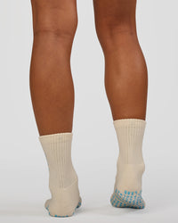 Signal Pilates Crew Grip Socks 2.0 - Off White-Baltic Sea