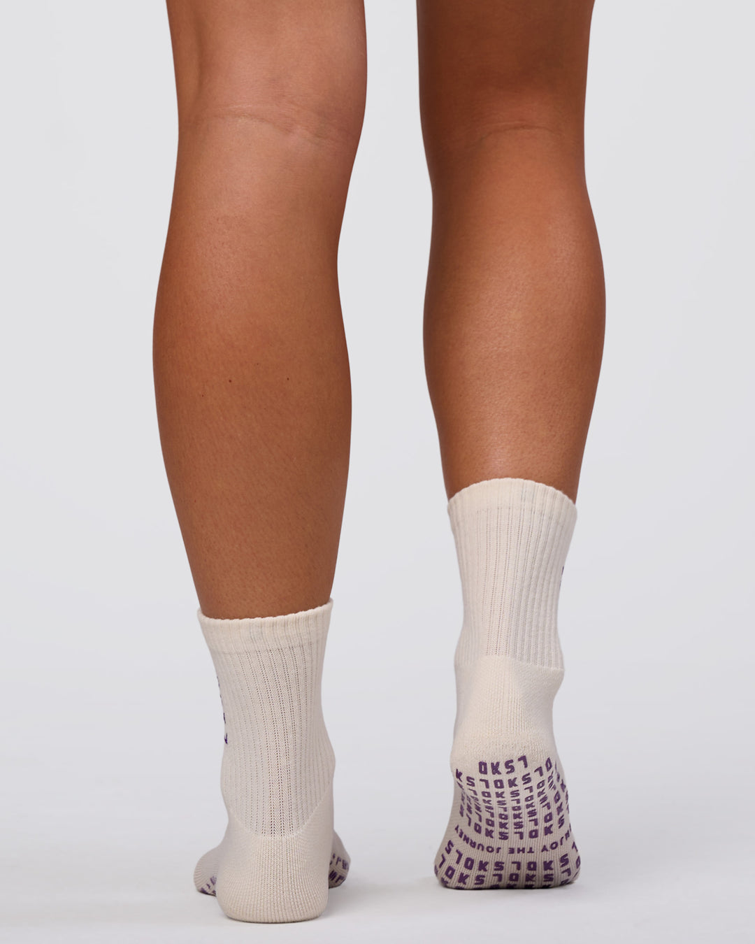 Signal Pilates Crew Grip Socks 2.0 - Off White-Fresh Purple