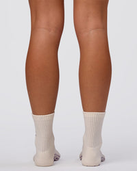 Signal Pilates Crew Grip Socks 2.0 - Off White-Fresh Purple