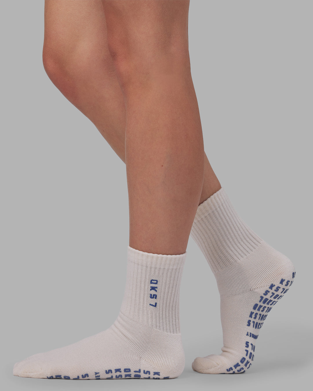 Signal Pilates Crew Grip Socks 2.0 - Off White-Power Cobalt