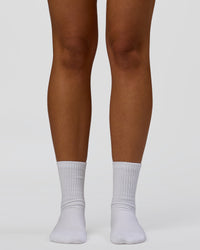 Signal Pilates Crew Grip Socks 2.0 - Off White-Palace Blue