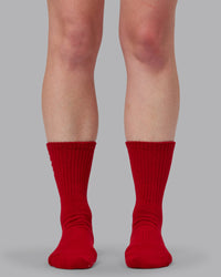Signal Crew Pilates Grip Sock - Cherry Lacquer-Marshmallow