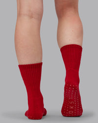 Signal Crew Pilates Grip Sock - Cherry Lacquer-Marshmallow