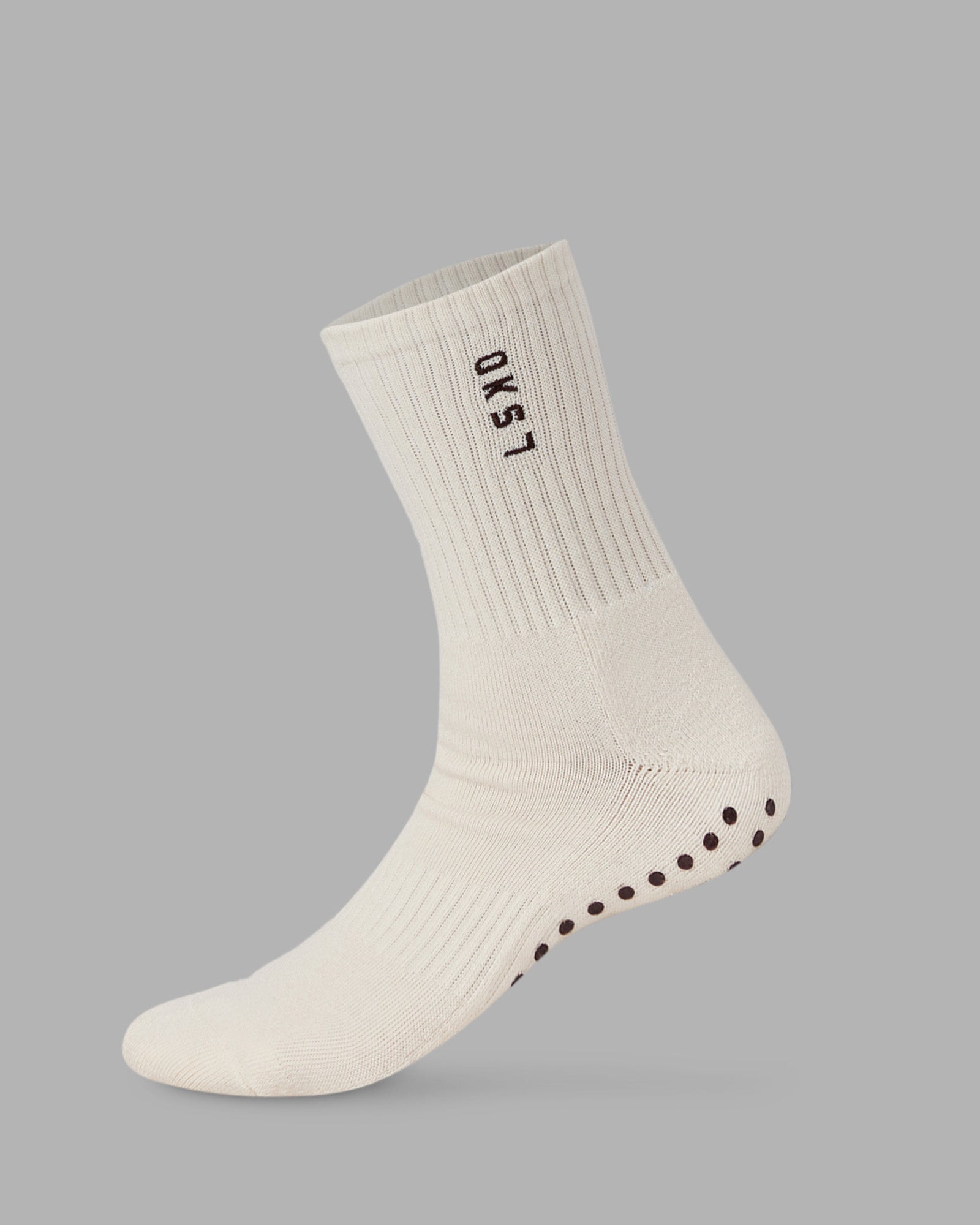 Signal Crew Pilates Grip Socks - Off White-Chocolate Martini