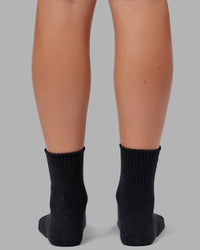 Signal 3 Pack Quarter Socks - Black-Turq-Tang-Pink