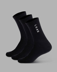 Signal Crew Socks 3 Pack - Black-White