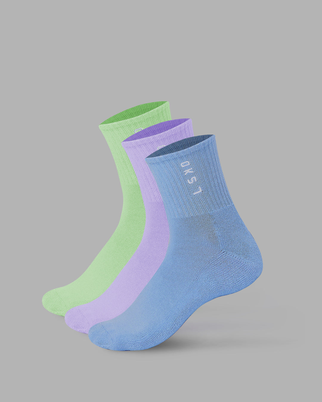 Signal Quarter Socks 3 Pack - Cornflower Blue/Pale Lilac/Green Fig
