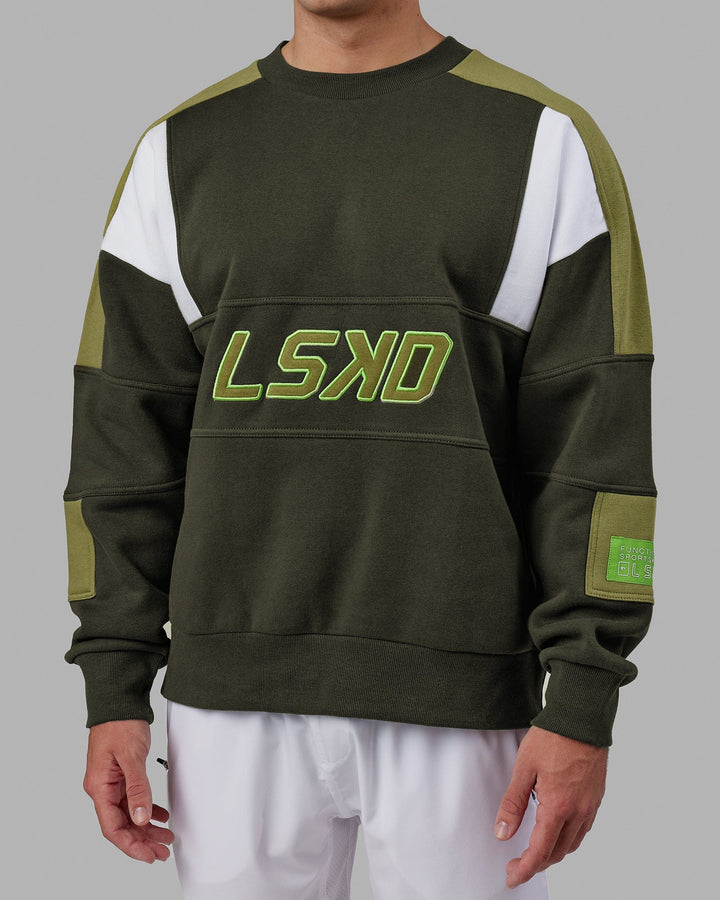 Man wearing Unisex Slam Sweater Oversize - Forest Night-Moss Stone