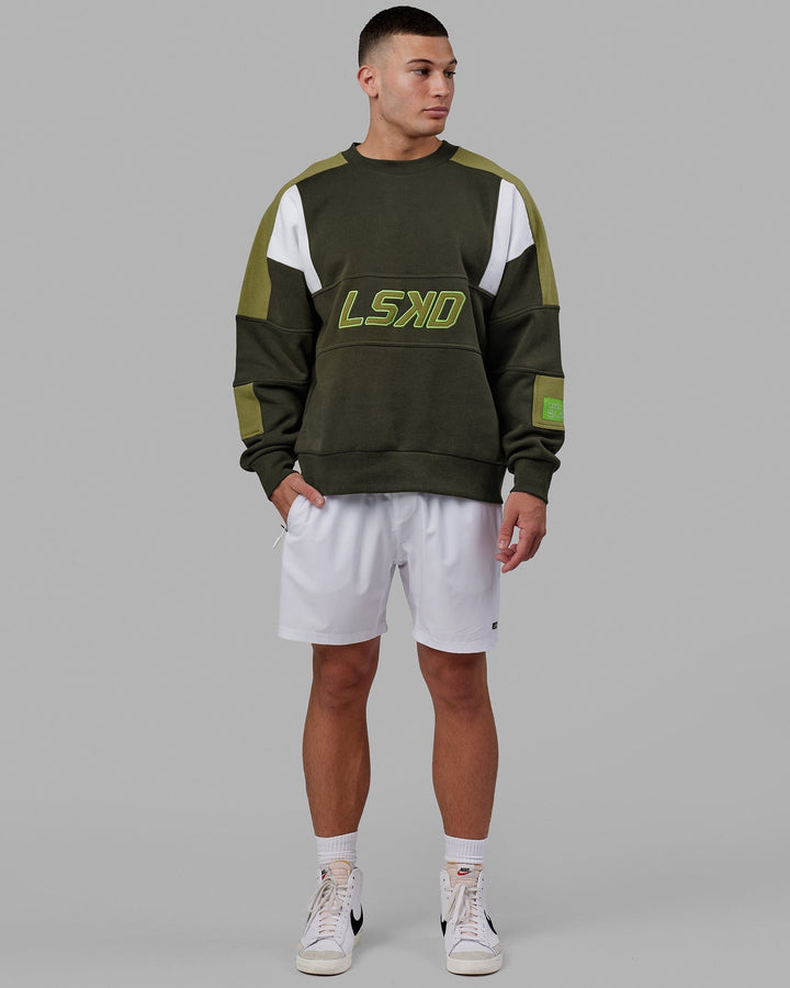 Man wearing Unisex Slam Sweater Oversize - Forest Night-Moss Stone