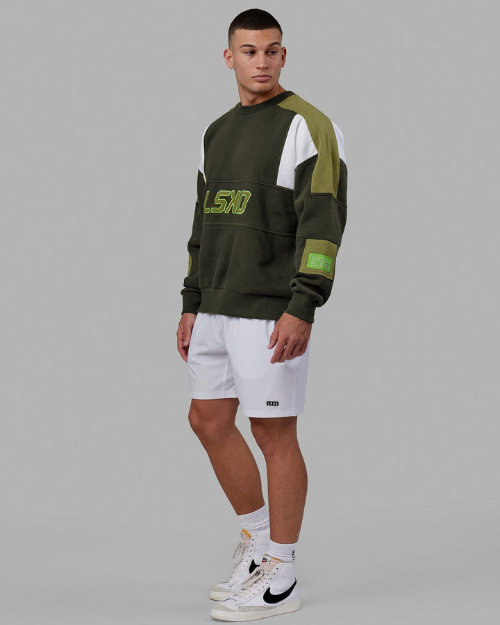 Man wearing Unisex Slam Sweater Oversize - Forest Night-Moss Stone