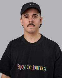 Man wearing Train Cap - Black-White