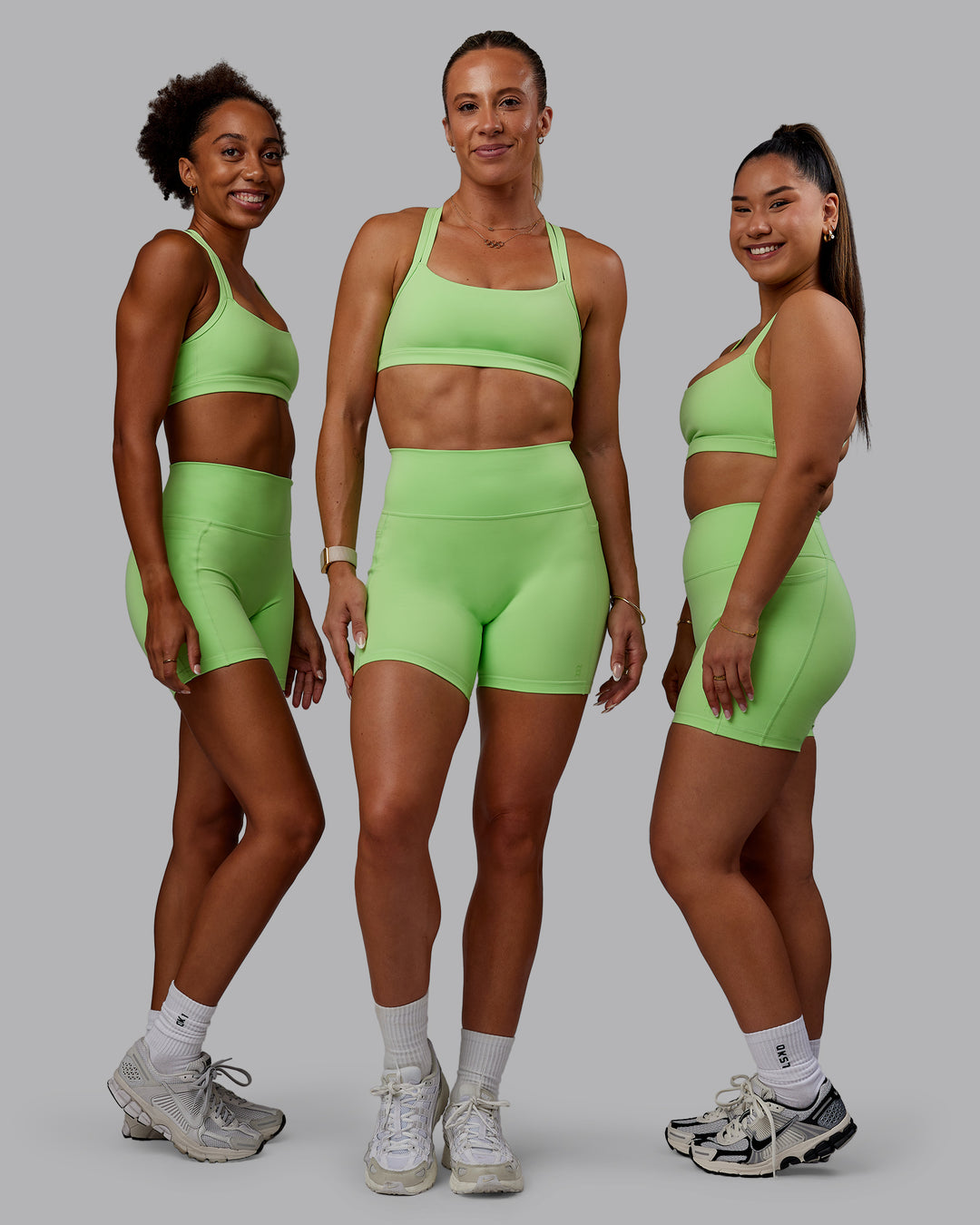 Women wearing Bree Masters Fusion Ultra High-Rise 6" Short Pockets - Pastel Lime