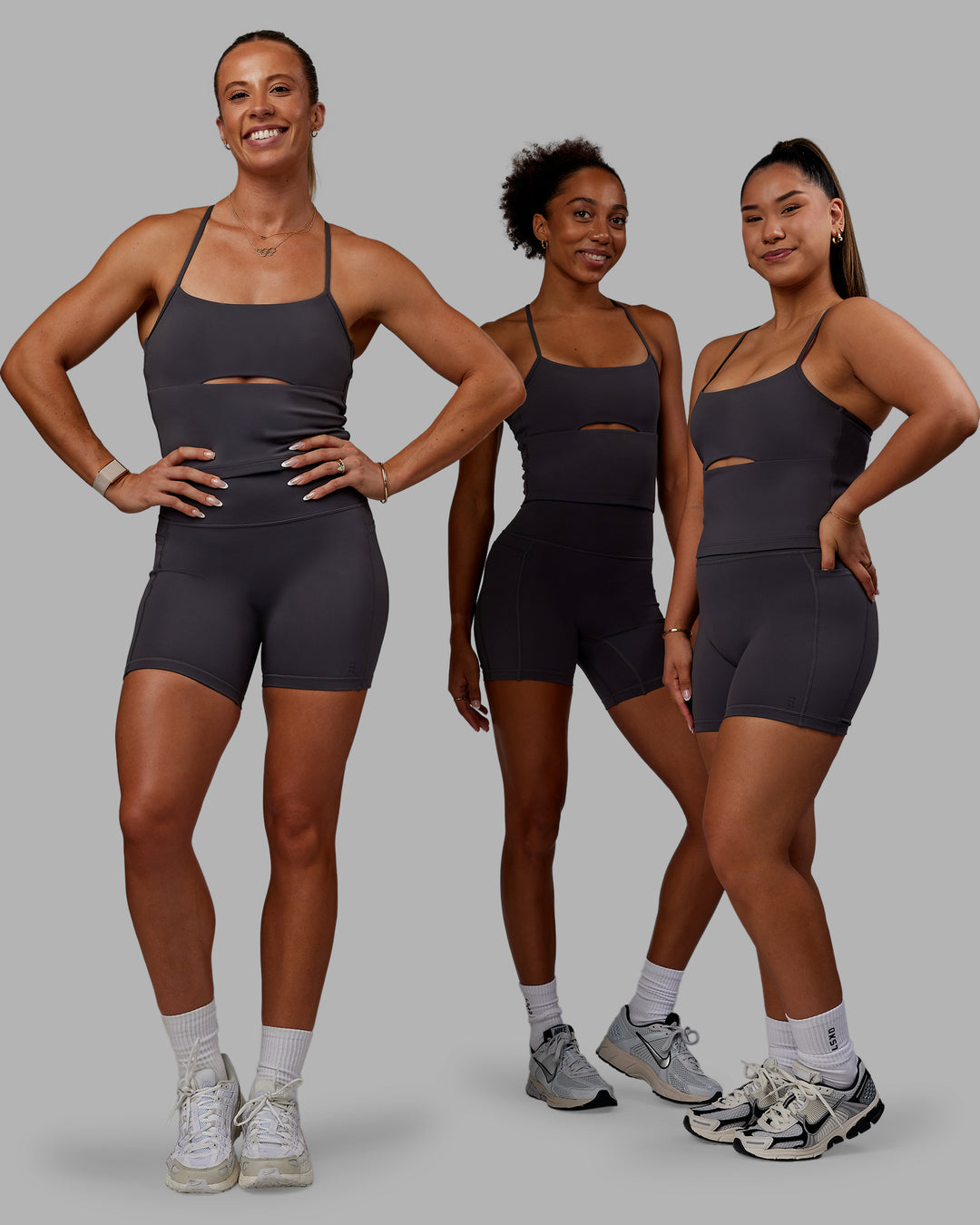 Women wearing Bree Masters Fusion Ultra High-Rise 6" Short Pockets - Stormy