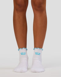 Trust The Process Frill Quarter Sock - White-Baltic Sea