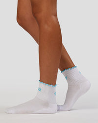 Trust The Process Frill Quarter Sock - White-Baltic Sea